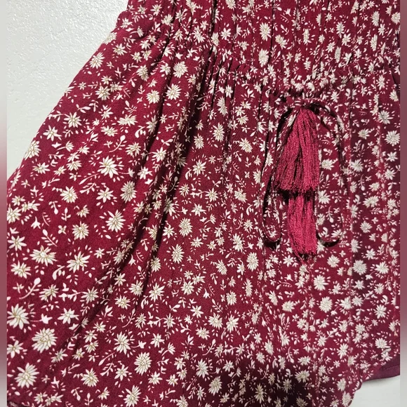 Princess Polly Reverse off the shoulder maroon flower Country romper - Picture 4 of 7